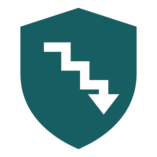 Shield with a stepped downward arrow