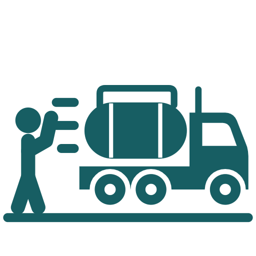 Person waving as a vac truck drives off